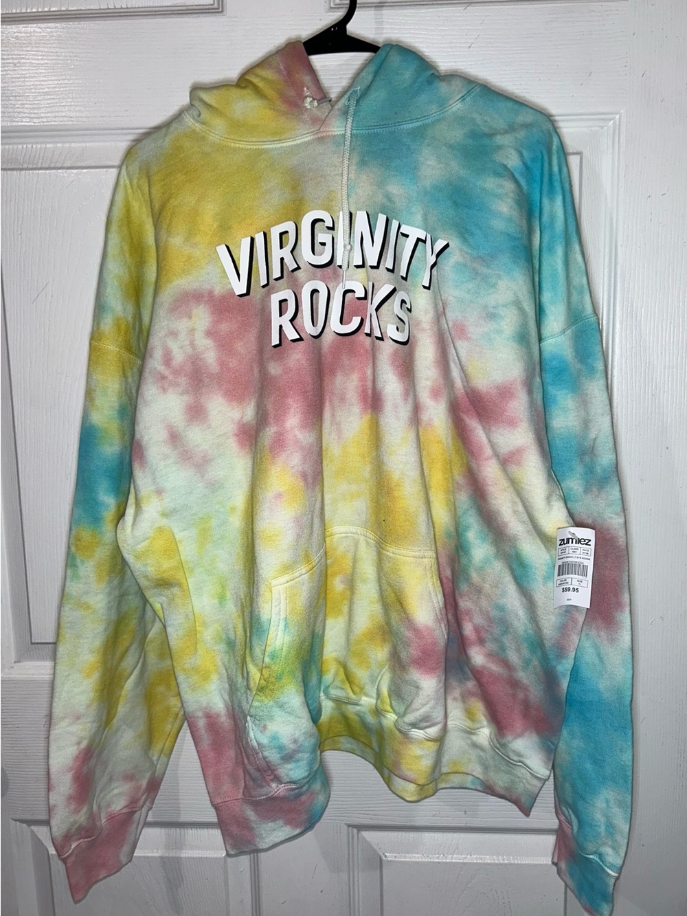 Tie-Dye 'Virginity Rocks' Hooded Sweatshirt - Multicolor